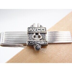 Vtg STERLING Silver AVCO LYCOMING 5 Year Service Tie Clip Bar Robbins Attleboro